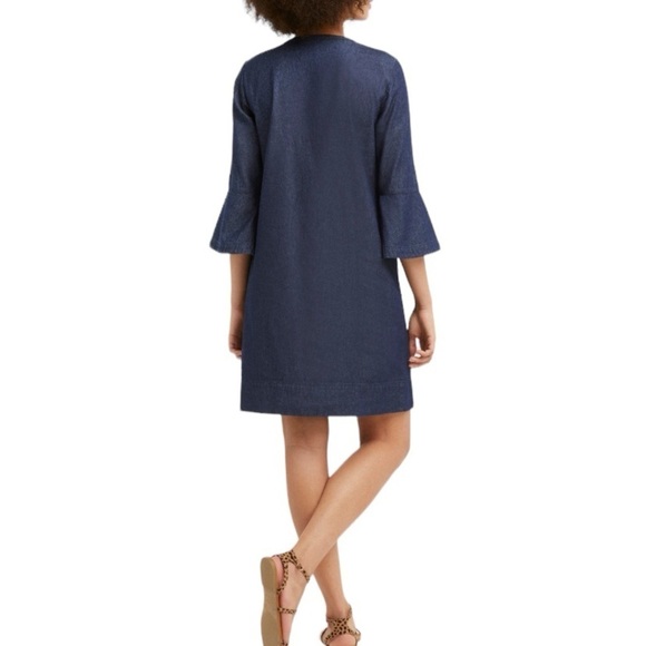 Draper James Chambray Ruffle Shift Dress, size 4, good used condition - Picture 4 of 9